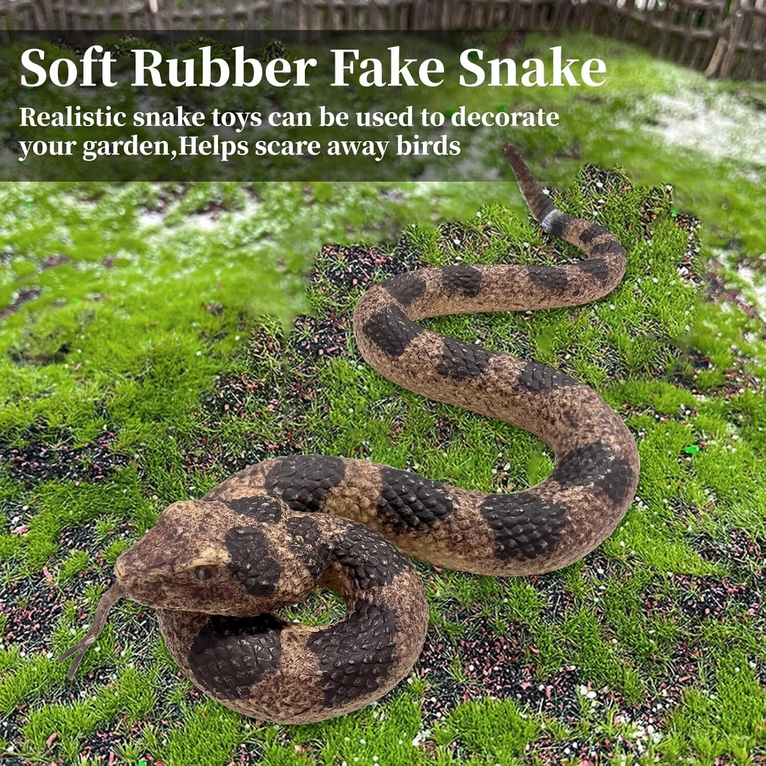 Realistic Fake Snakes Toy Soft Rubber Snake Realistic Keep Birds and Squirrels