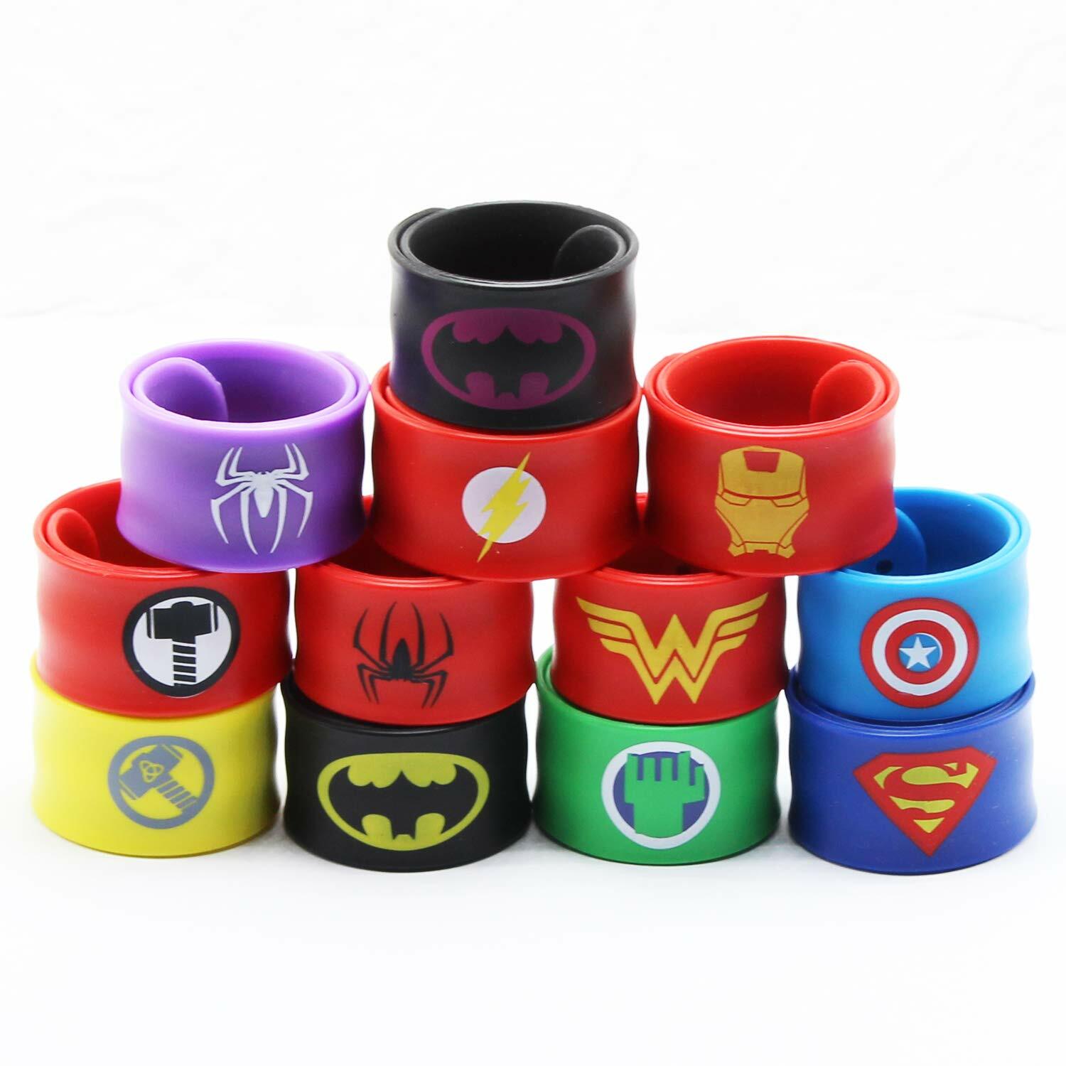 Superhero Slap Bracelet Birthday Party Supplies School Classroom Rewards 24pcs