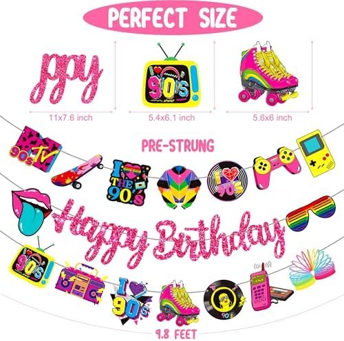 90s Theme Birthday Party Banners Retro 1990s Birthday Party Decorations Retro St
