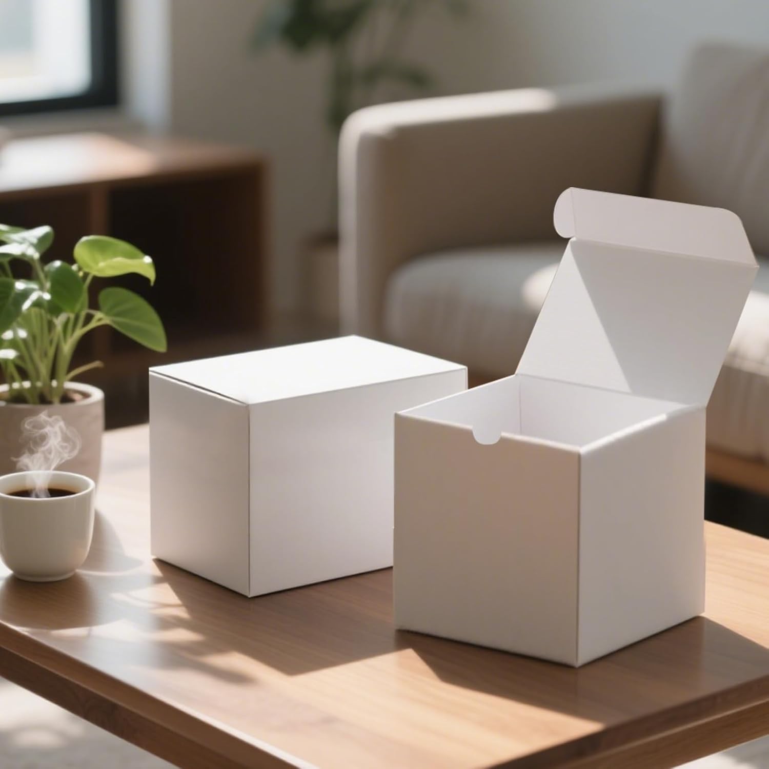 10 Pack White Cardboard Boxes with lids |4x4x4inch Square Boxes | Small Boxes