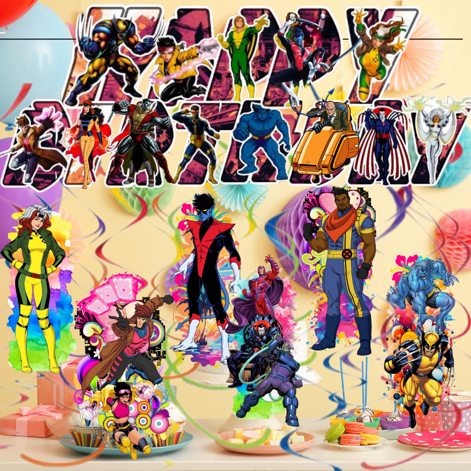 XMEN 97 wolverine cupcake topper birthday party supplies centerpiece decoration