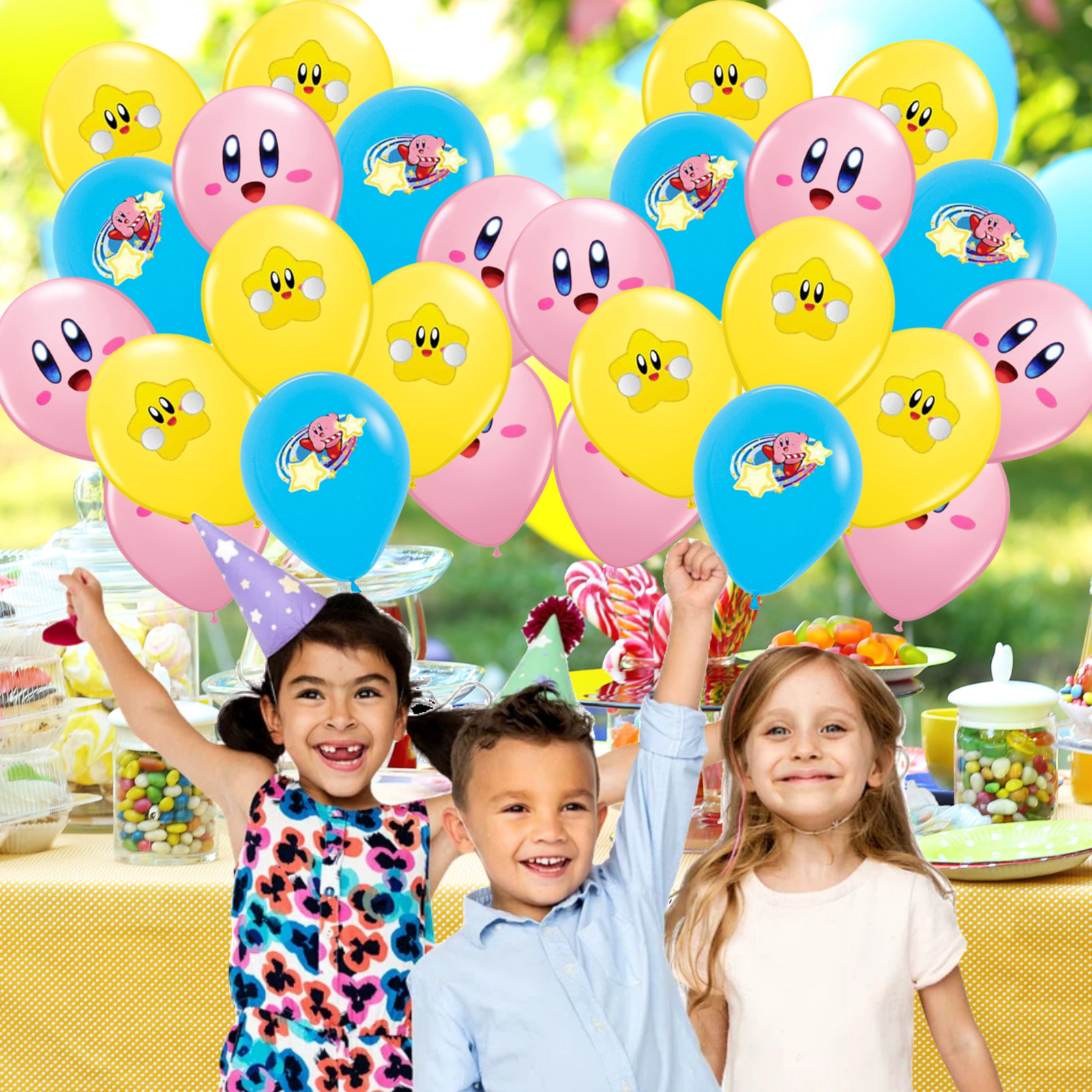 KIRBY STAR GAME pink foil balloon birthday party supplies centerpiece decoration