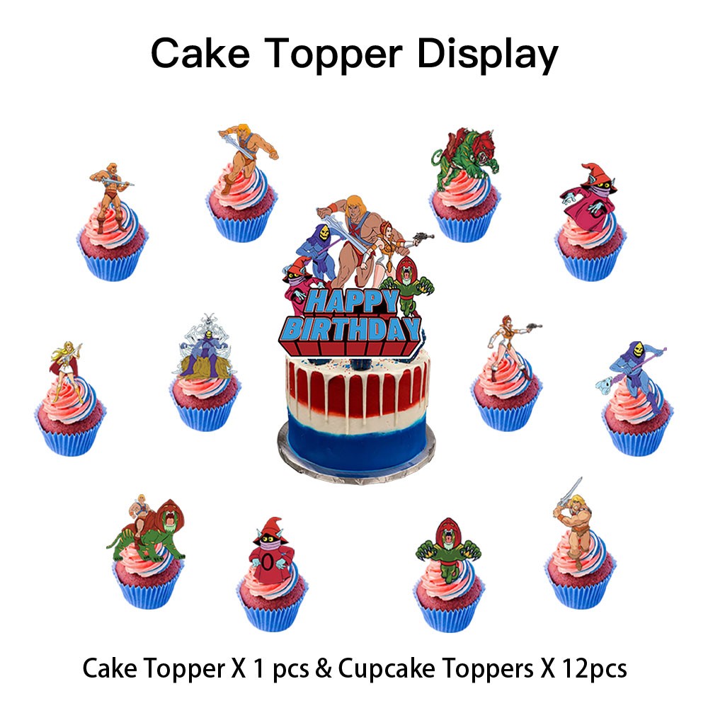 He-Man Party Supplies Set Balloons Cake Toppers Banner Birthday Decor