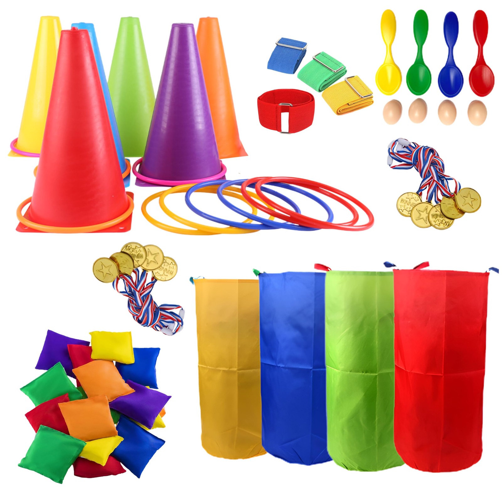 53 Pcs Outdoor Games for Kids & Adults – Field Day & Lawn Carnival Games | Ri…