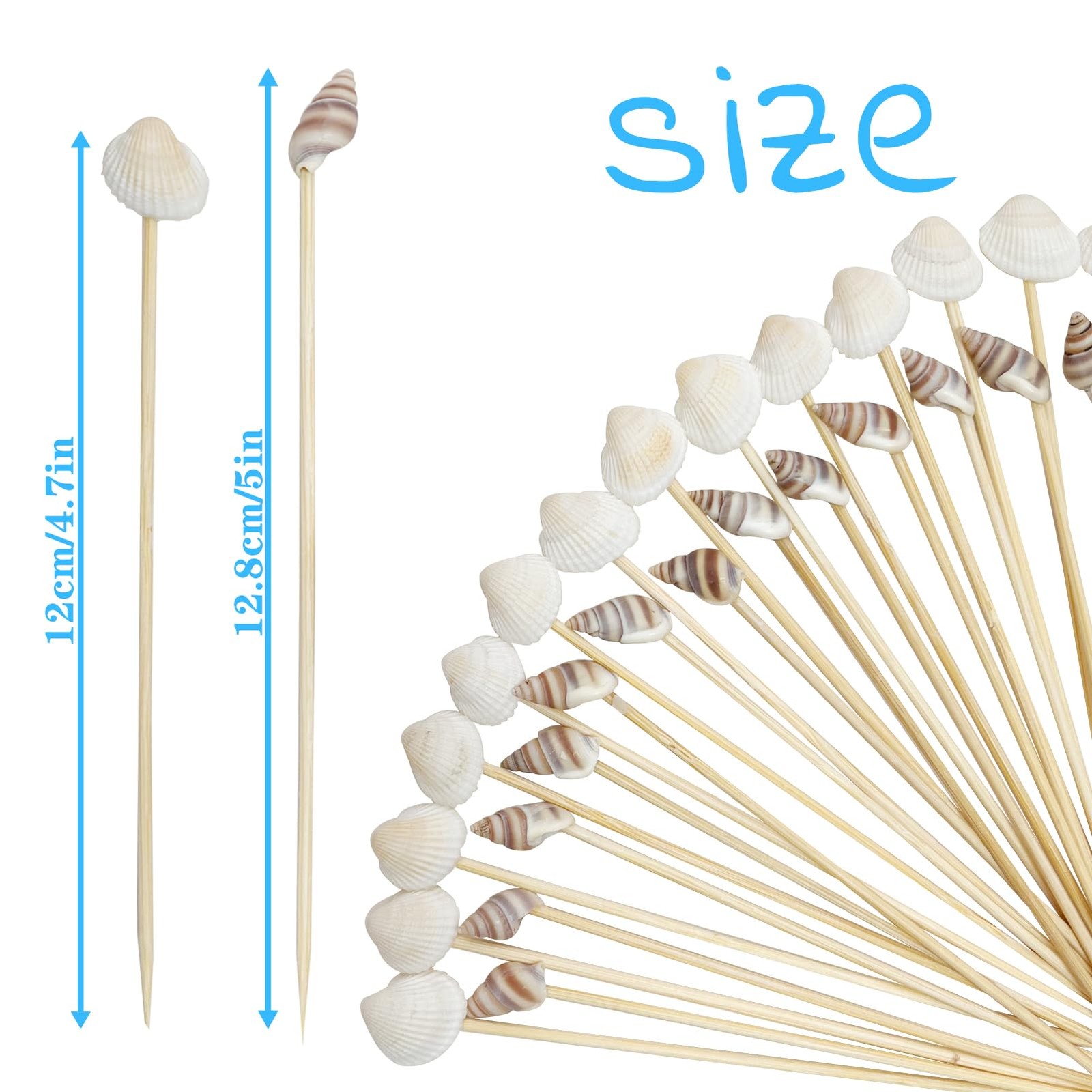 200 PCS Seashell Cocktail Picks Beach Hawaiian Luau Party Appetizer 4.7 Inch