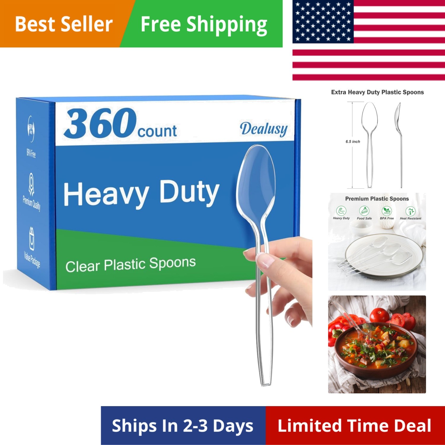 360 Count Clear Plastic Spoons Disposable, BPA-Free, Heat Resistant, Solid an…