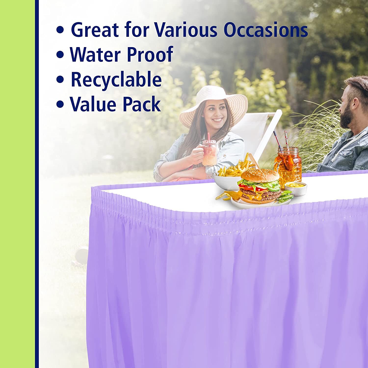 Plastic Table Skirt 29″x14ft for Rectangle Tables Disposable/Reusable BPA Free