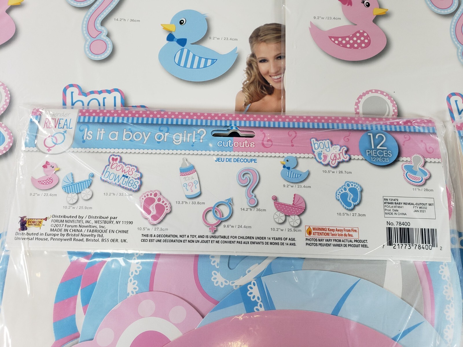 Lot Of 12 Forum Novelties Gender Reveal Baby Shower Wall Decoration Cutouts