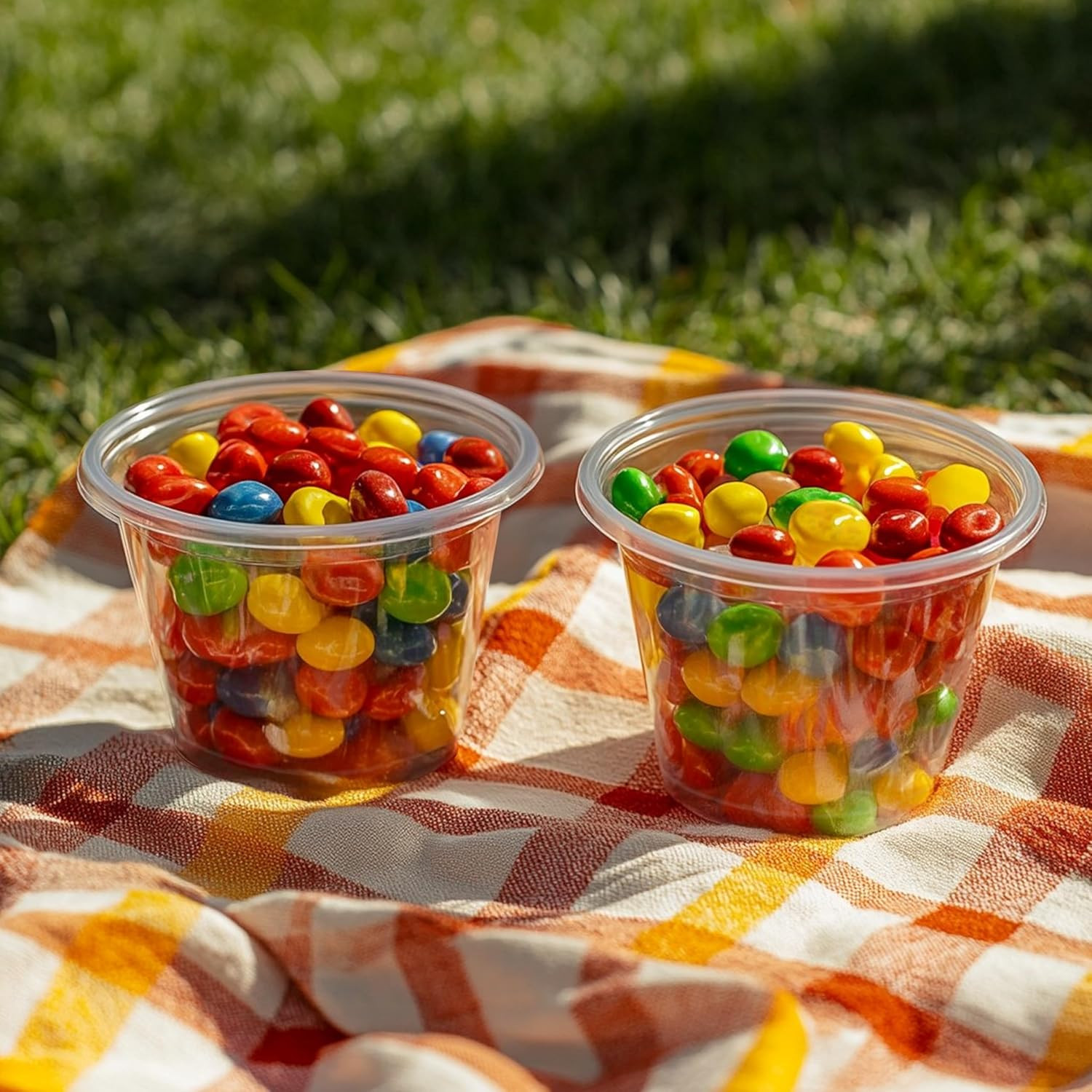 200 Sets-5.5 Ounce Disposable Plastic Jello Shot Cups with Lids