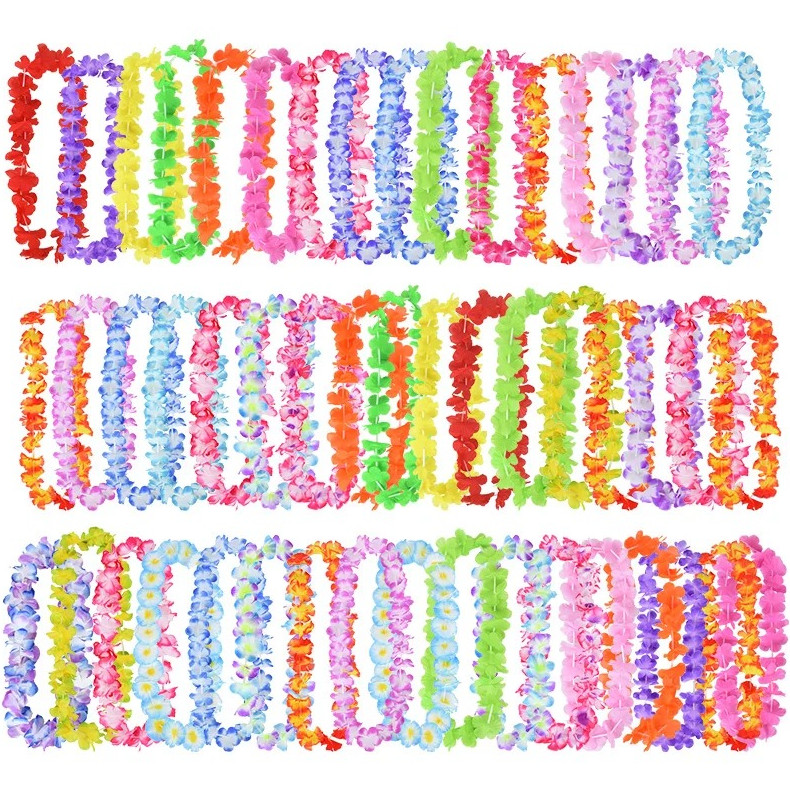 10Pcs Hawaiian Flower Necklaces Tropical Luau Party Wedding Garland