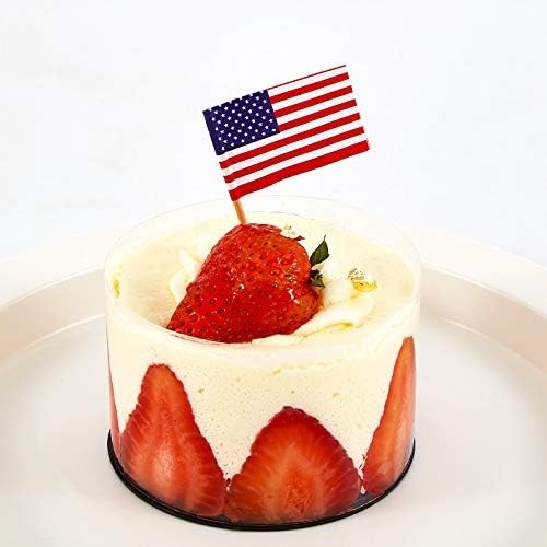 CYPS 100 Pcs USA American Flag US Toothpick Flags, Small Mini Stick Cupcake T…