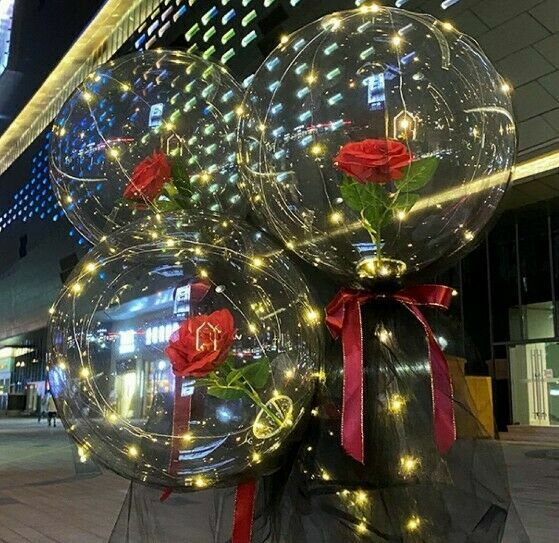 Luminous Led Light Balloon Rose Flower Bouquet Thanksgiving Party Gift For Her