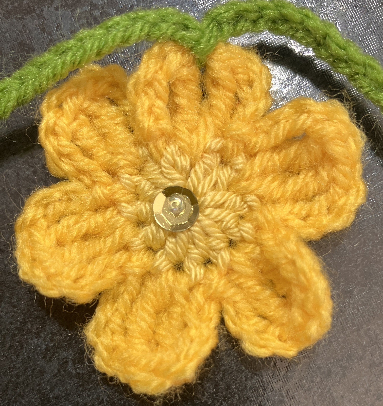 🌺 NEW Hand Crochet Flowers window long SUMMER Bunting Sequin Camper 53” Gift