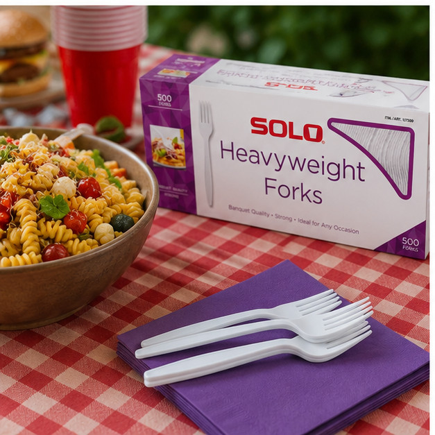 2-Pack Solo Heavyweight Plastic Fork, White, 500-count