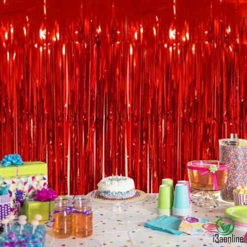 2M-3M FOIL FRINGE TINSEL SHIMMER CURTAIN DOOR WEDDING BIRTHDAY PARTY DECORATIONS