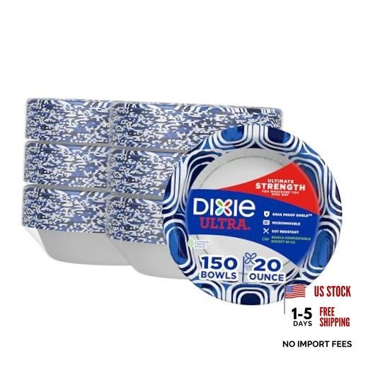 , Large Paper Bowls, 20 Oz, 150 Count (6 packs 150 Count (Pack of 1) 20 Ounces