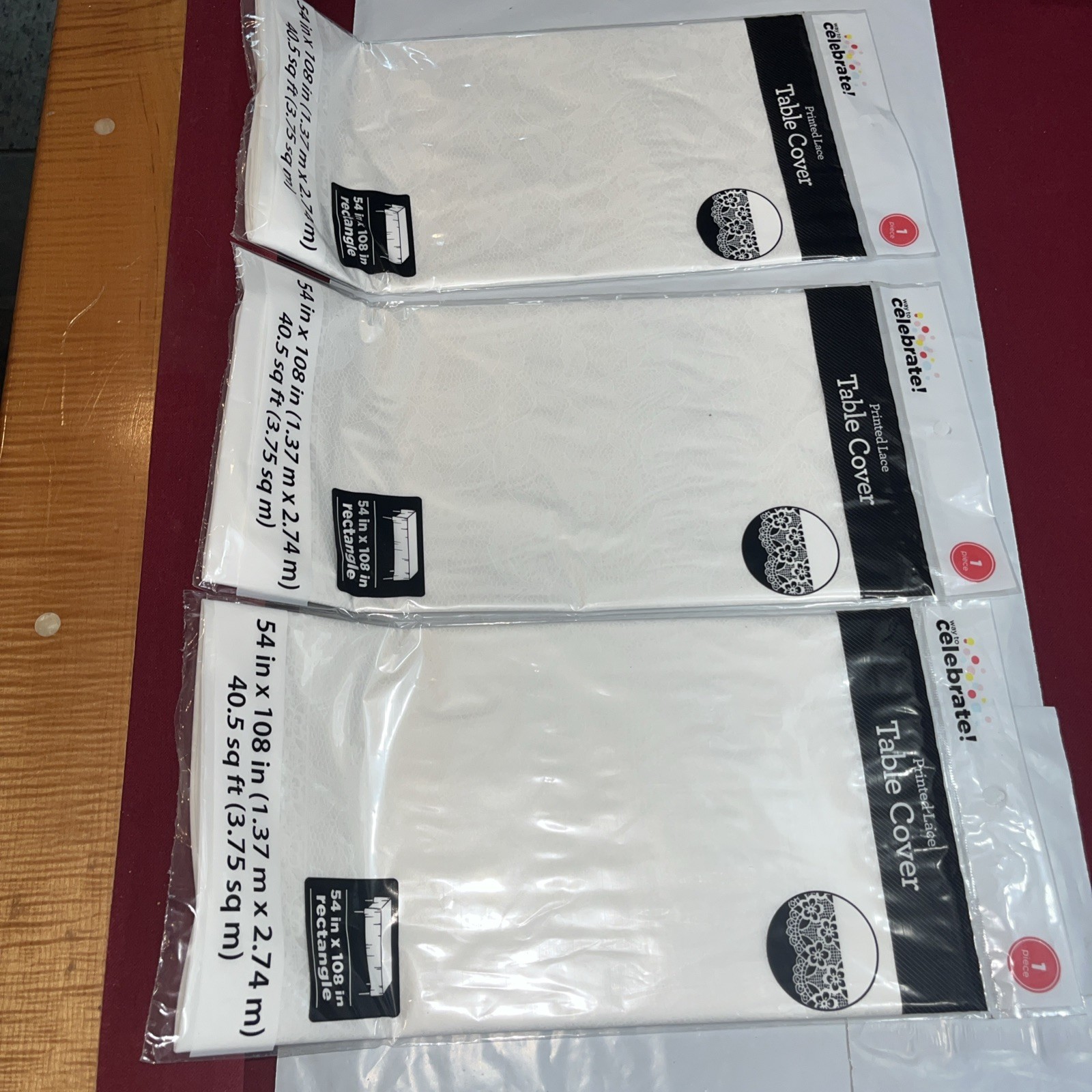 NEW Plastic Tablecloth LOT Rectangle & ROUND Table Covers Black Gold White Lace