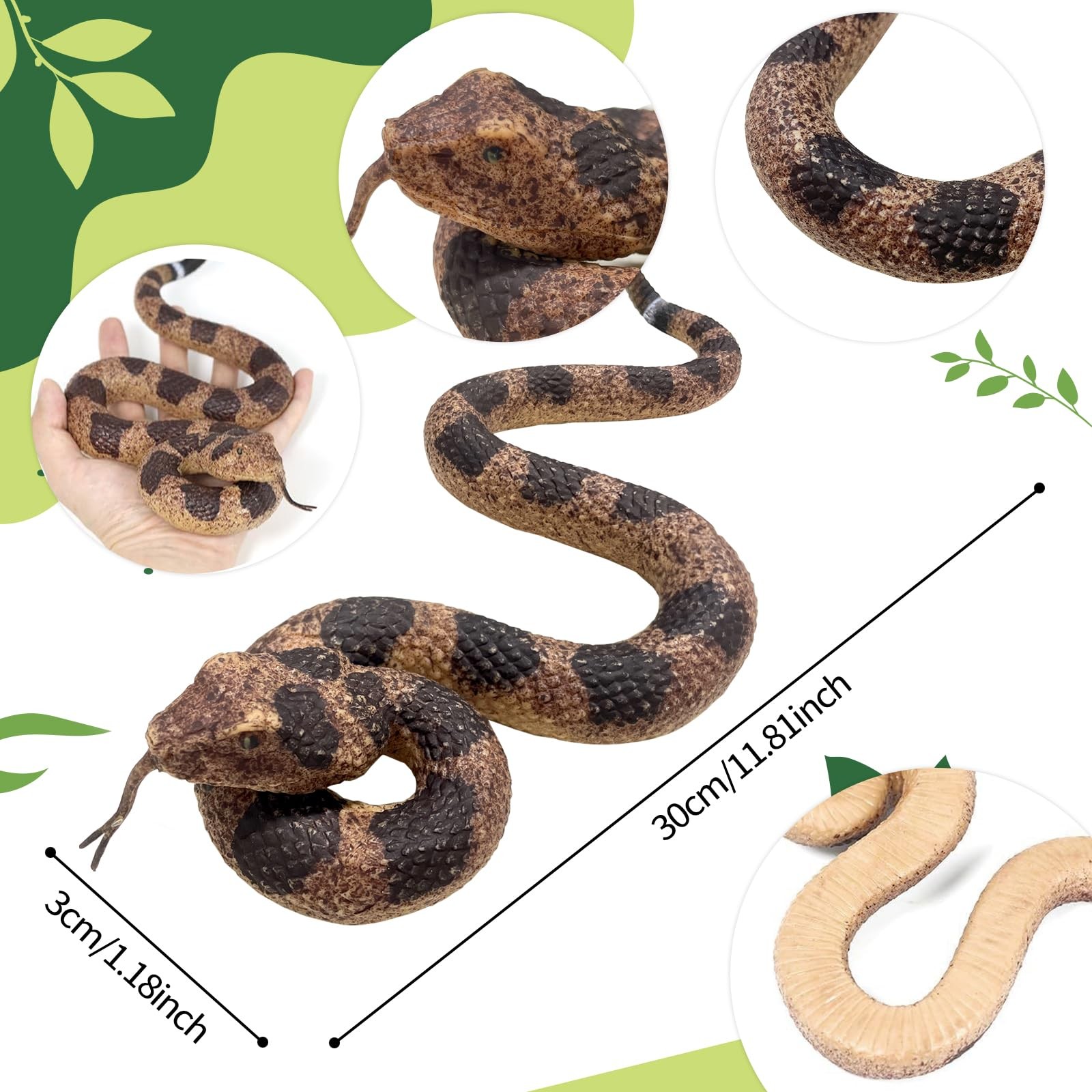 Realistic Fake Rubber Snake Toy Rattlesnake Keep Birds Squirrels Away Garden