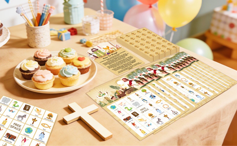38 Bible Bingo Game Card Religious Party Decorations Biblical Gifts Party Favors