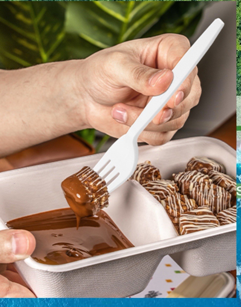 200 Compostable forks 6.7” Extra Heavy Duty Biodegradable Disposable Cutlery