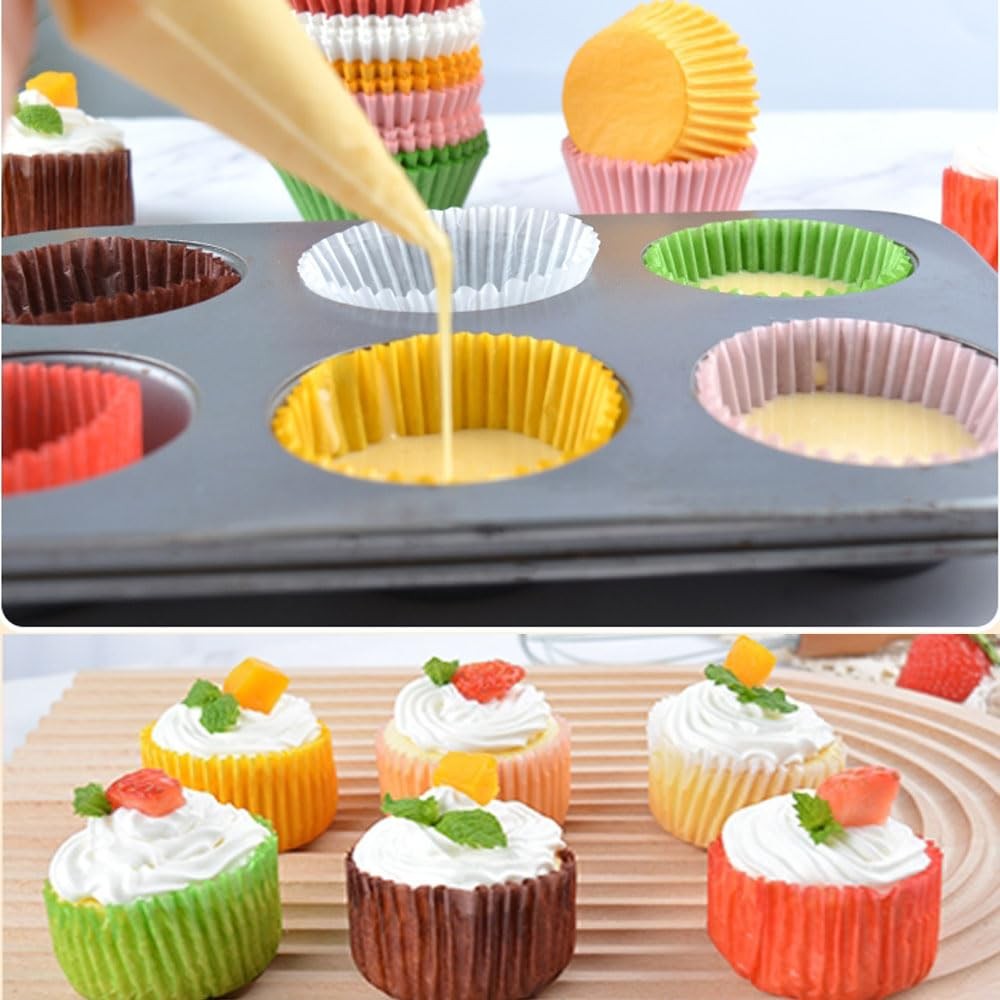 SKIDEC Rainbow Standard Cupcake Liners 400 Count standard, rainbow color