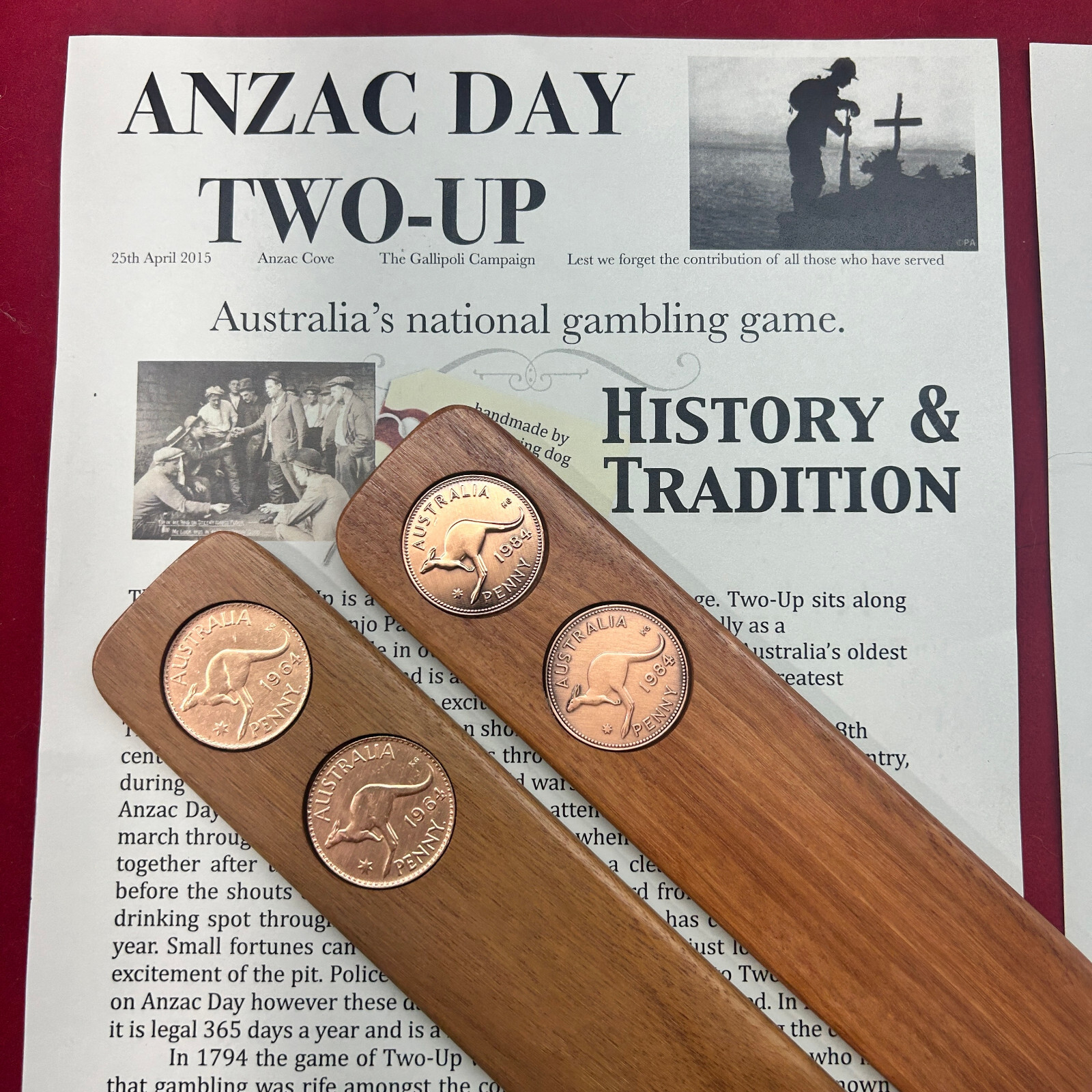 ANZAC DAY Two Up game 60th Birthday Gift Present 1963 Australian Penny two up