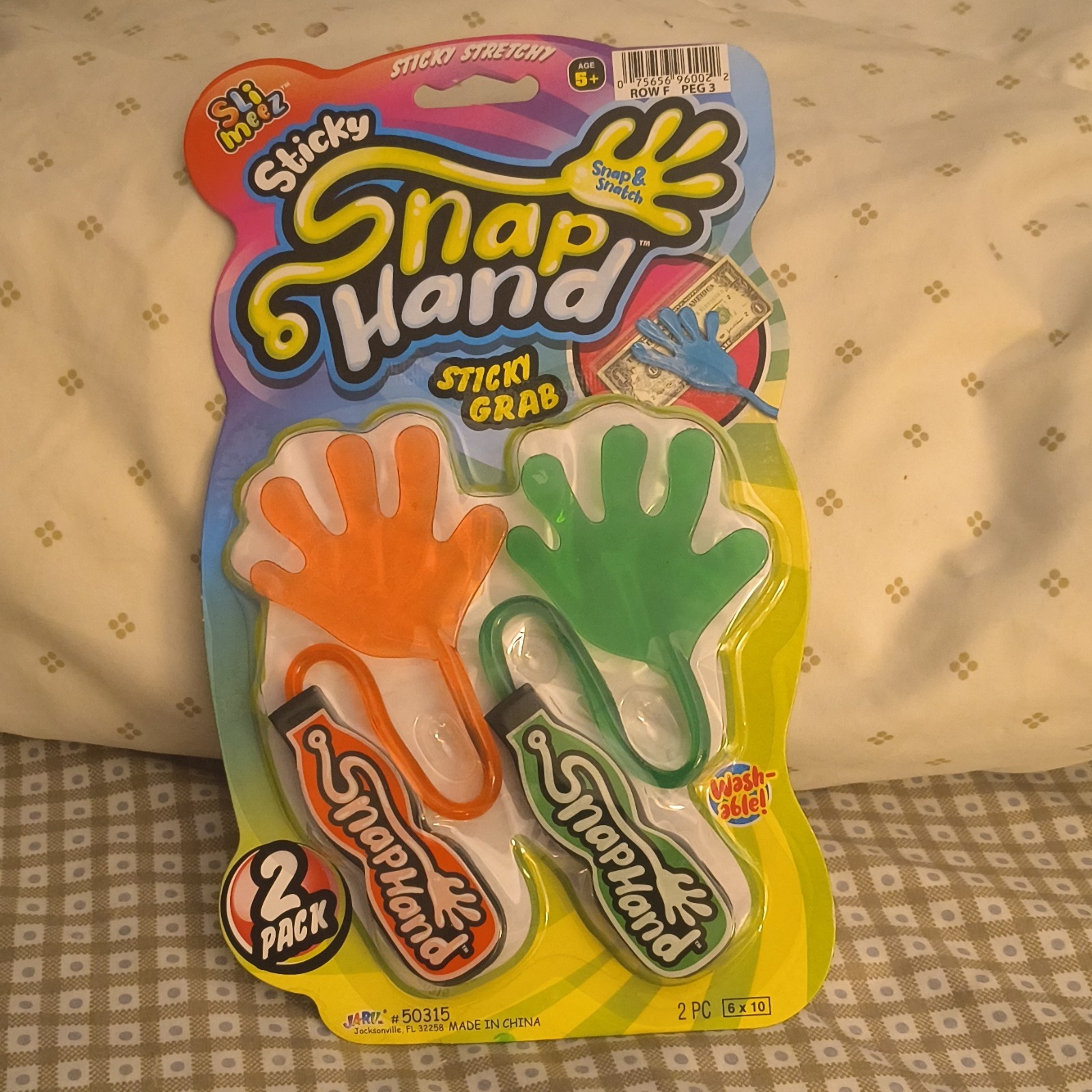 Jaru Sticky Hands 2 Pack Orange Green Washable Stretchy Plastic MPN 50315