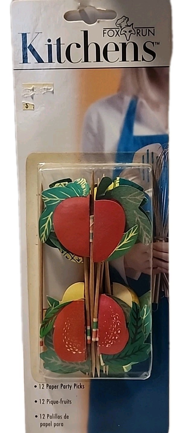 Vintage Party Picks Fox Run Honeycomb Paper Fruit On A Tooth Pick 12 (T150)