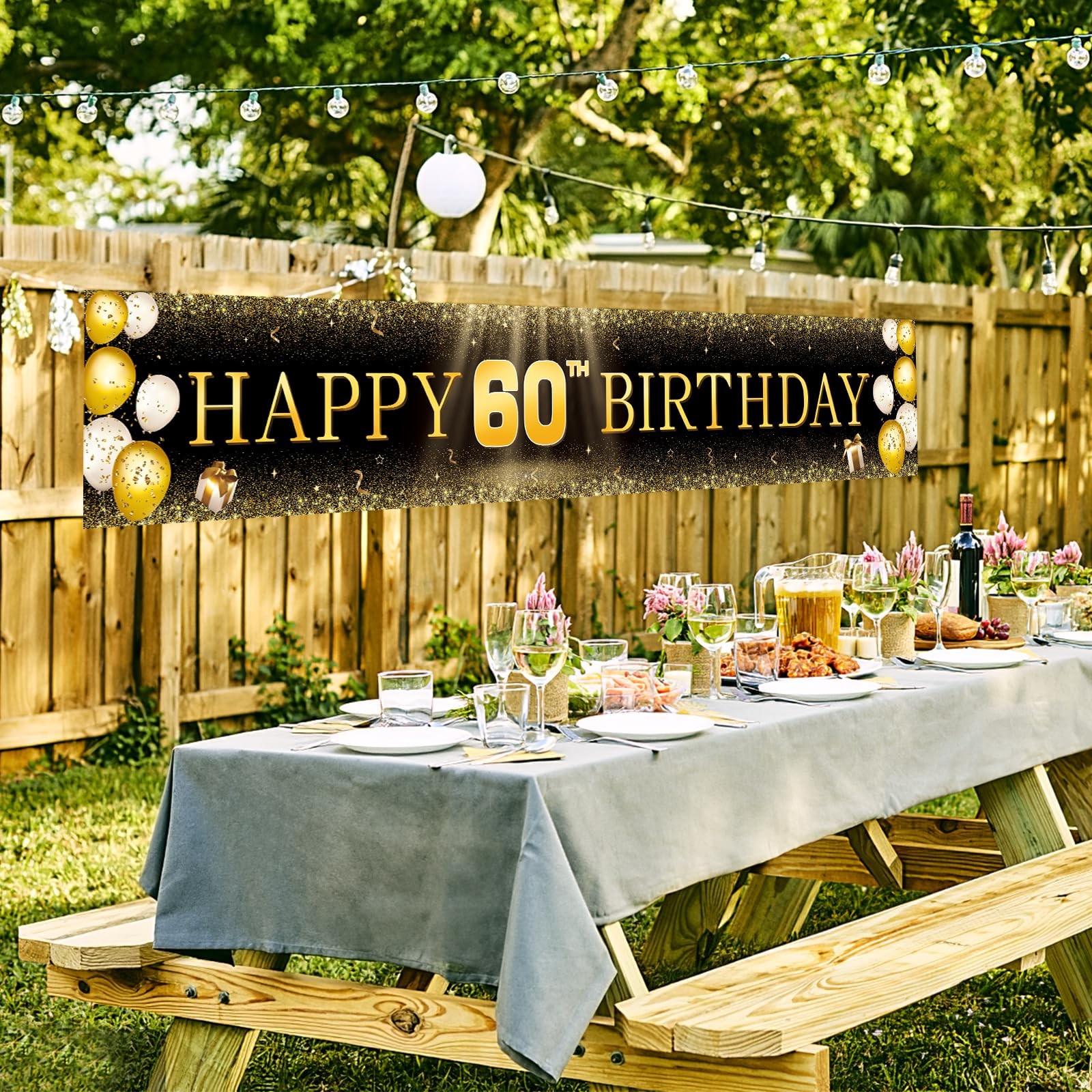 Over The Hill Decor, Extra Large Birthday Banner, Indoor Outdoor, Gold
