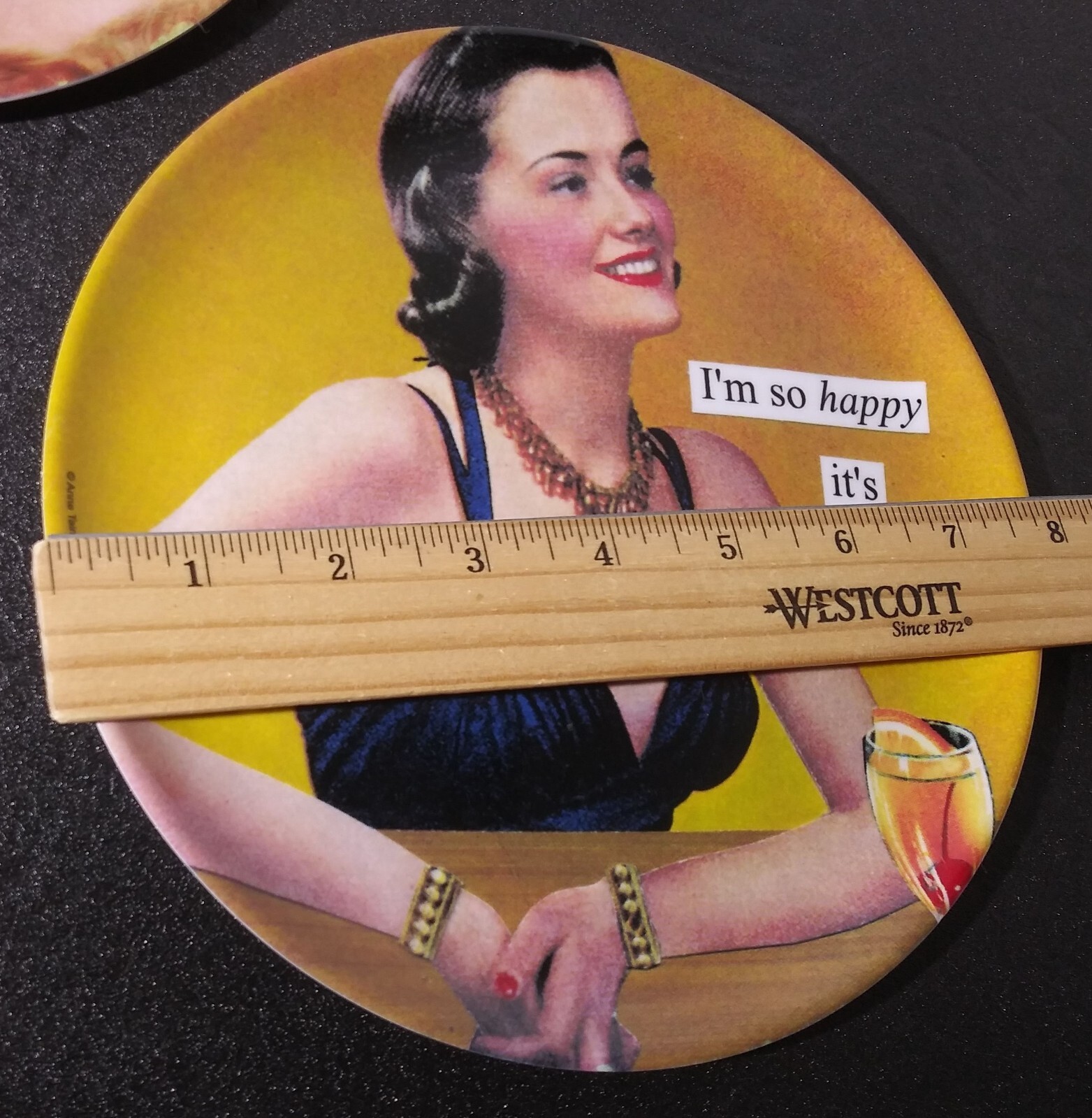 Set of 2 Anne Taintor Retro Cocktail Hour Melamine Plates Happy Hour 7.5″