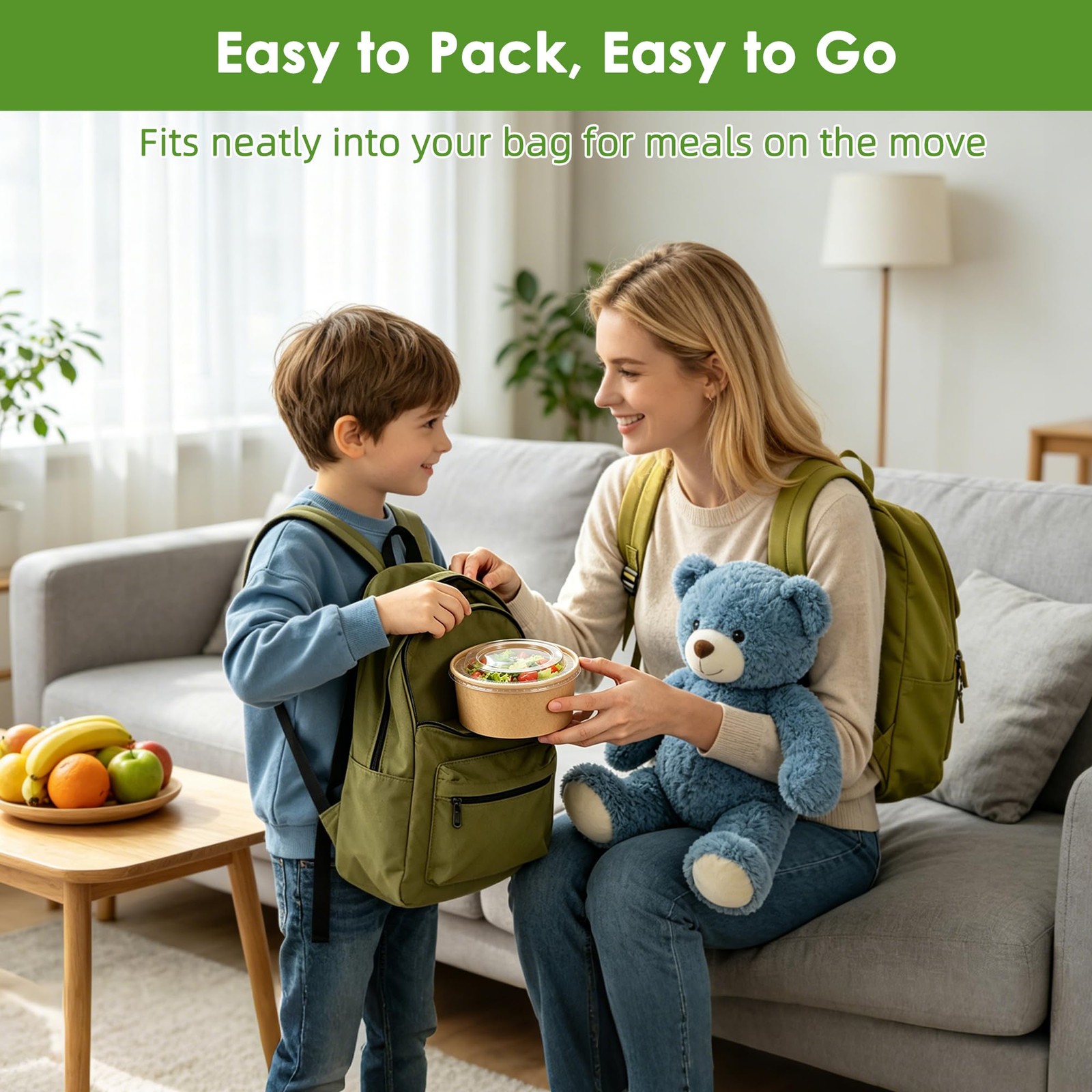 50-Pack 35oz Disposable Meal Prep Containers with Lids and Forks, Compostable…