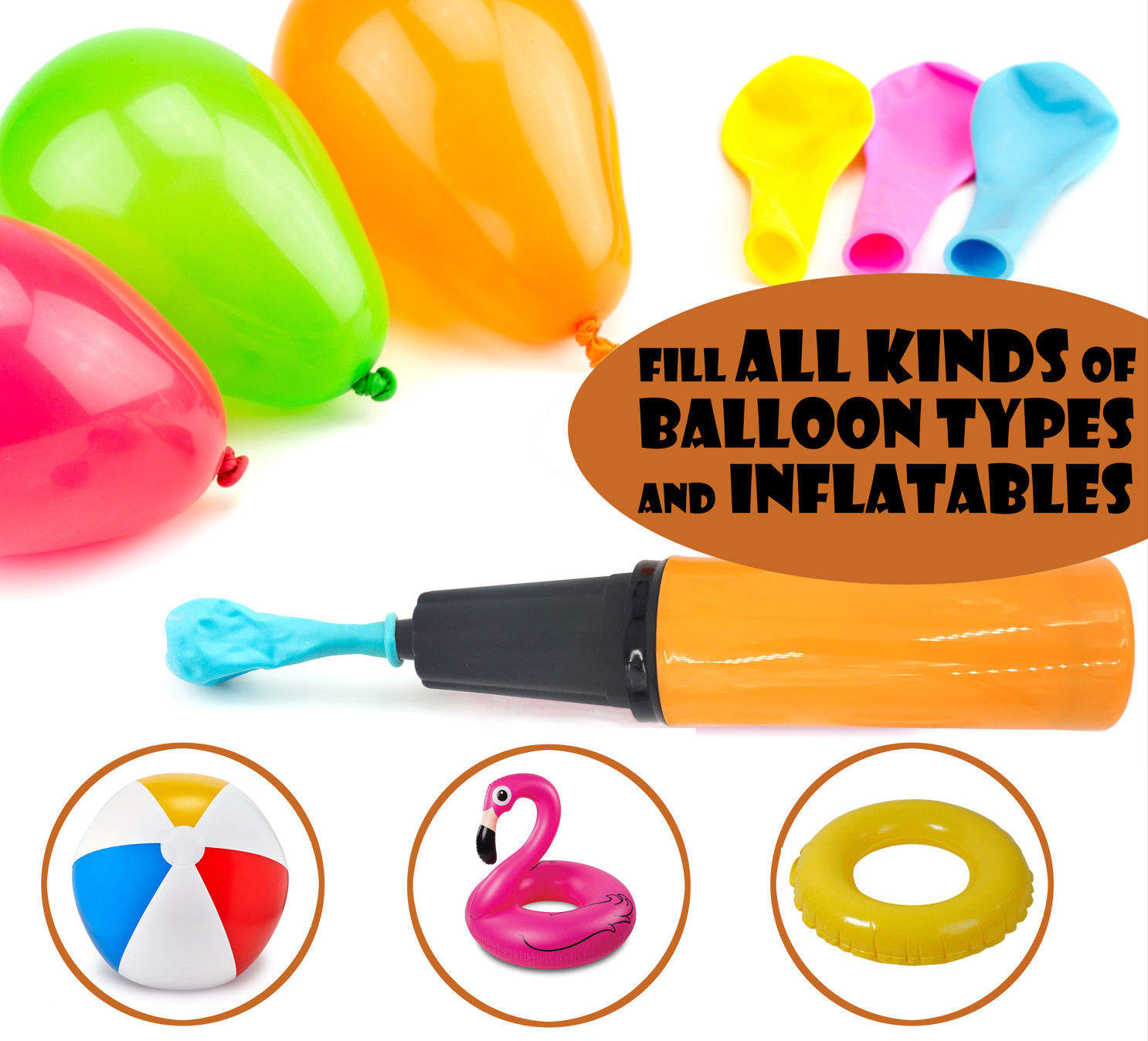 BULK LOT 96ct Balloon Pump Handheld Manual Inflator Air Pump KIT 2 Dual Action