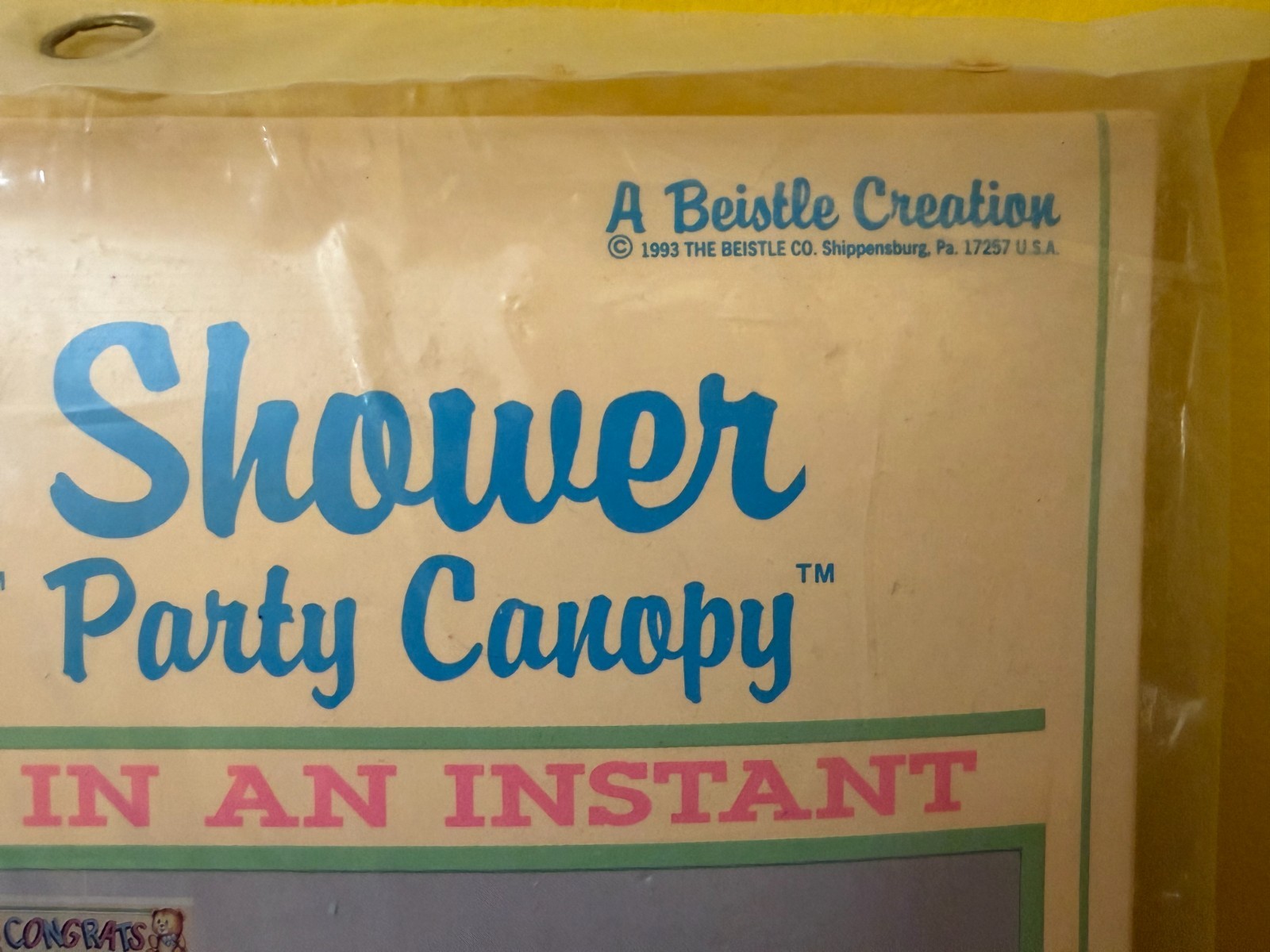 New Vintage 1993 Beistle Baby Shower Quick-Trim Party Canopy Retro Decorations