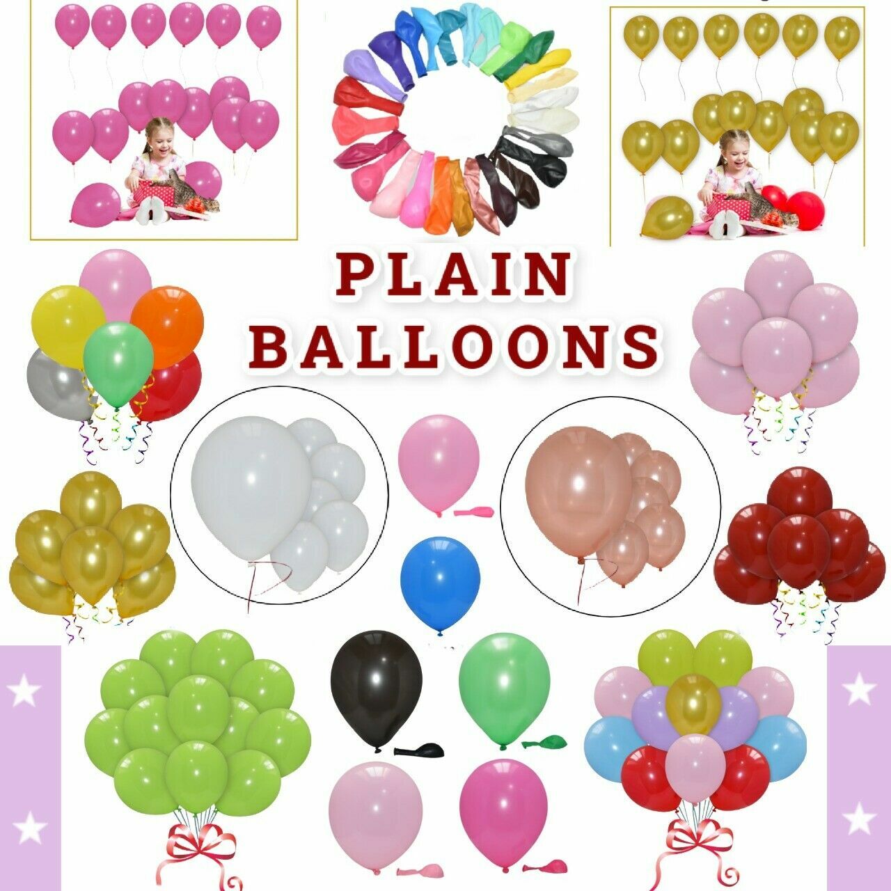 10″ inch PLAIN LATEX BALLOONS WHOLESALE Quality Birthday Party 100 Wedding UK