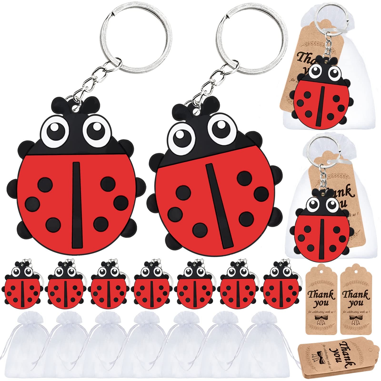 Ladybug Party Favors – 60 Pack Includes 20 Keychains, 20 Thank You Tags & 20 …