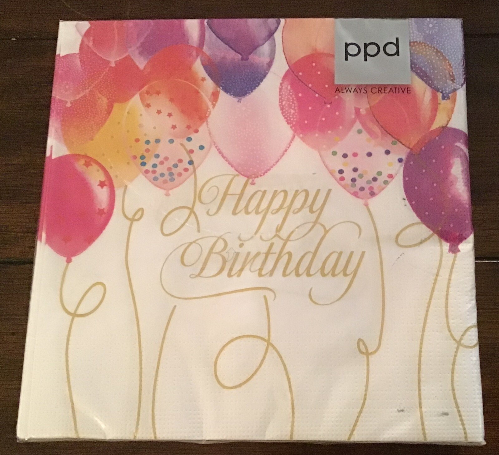 PPD Birthday Balloons Colorful Cocktail Beverage Napkins 3 ply Made Germany 20ct