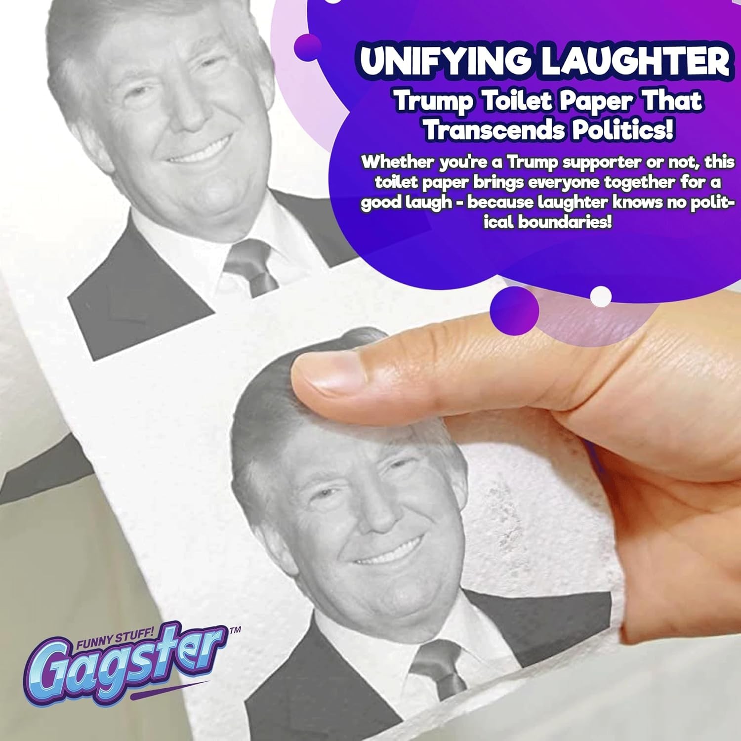 Donald Trump Toilet Paper Roll – 3 Ply Funny Novelty Bathroom Tissue Gag – 20…