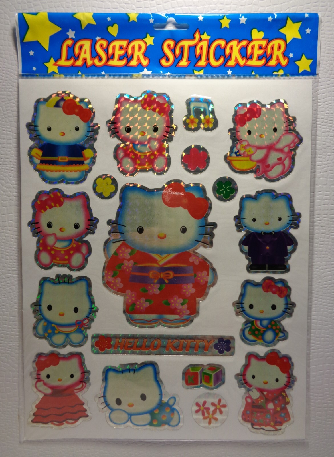 10 PACKS HELLO KITTY LASER HOLO FOIL STICKERS *BIRTHDAY PARTY FAVORS* SET LOT
