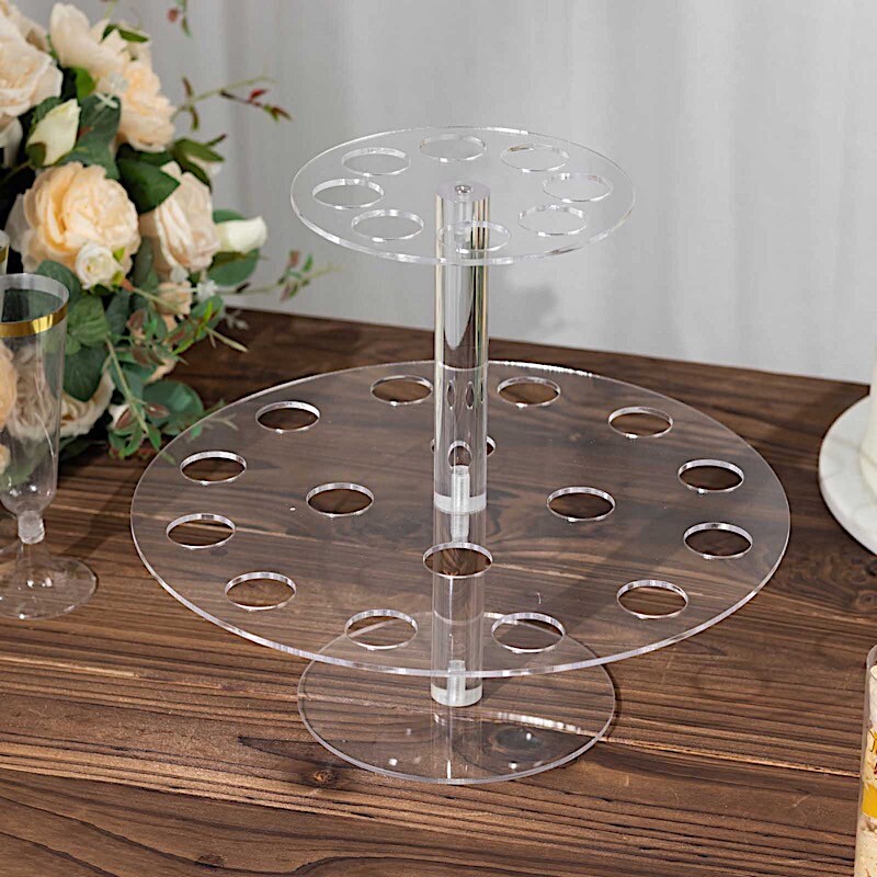 12 in Clear 2 Tier Acrylic Ice Cream Cone Holder Dessert DISPLAY STAND Party