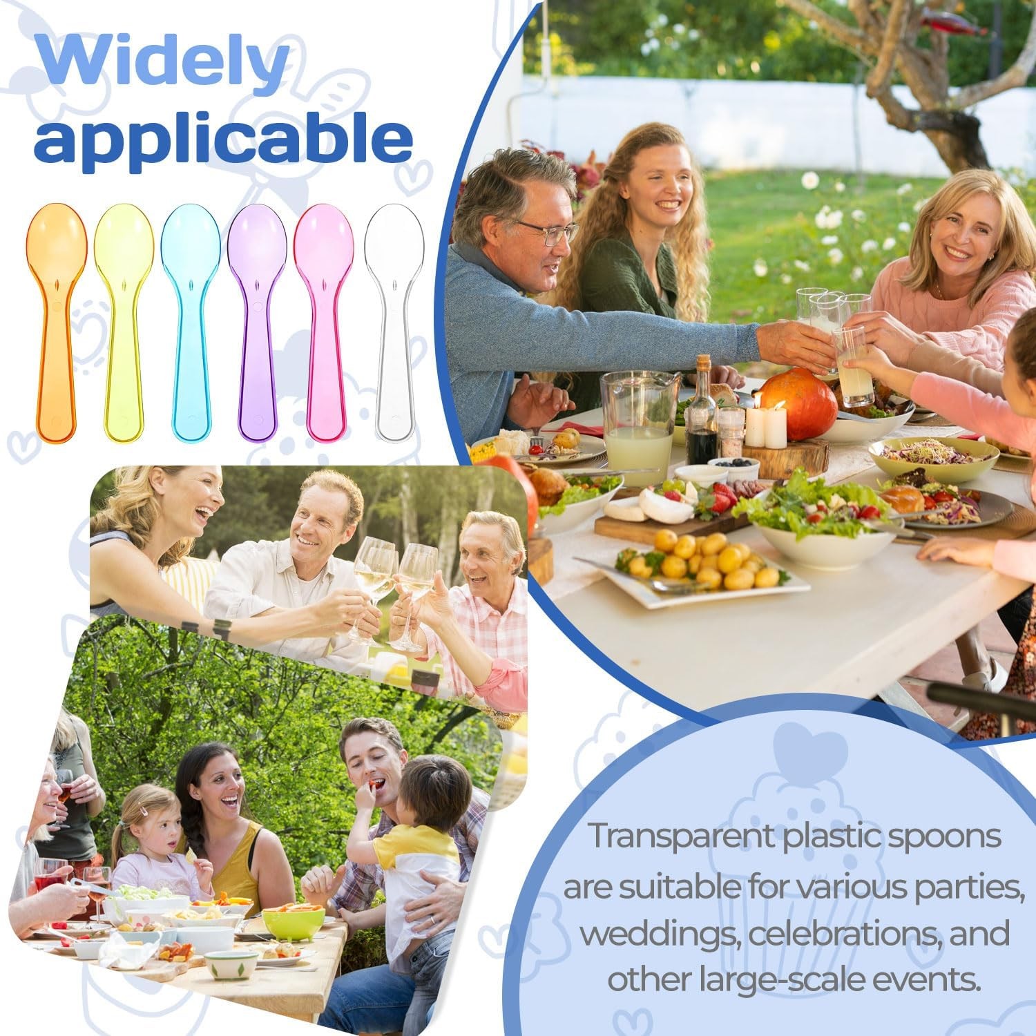 100PCS Mini Spoons，Dessert Spoons，Plastic Disposable Cutlery，Small Plastic