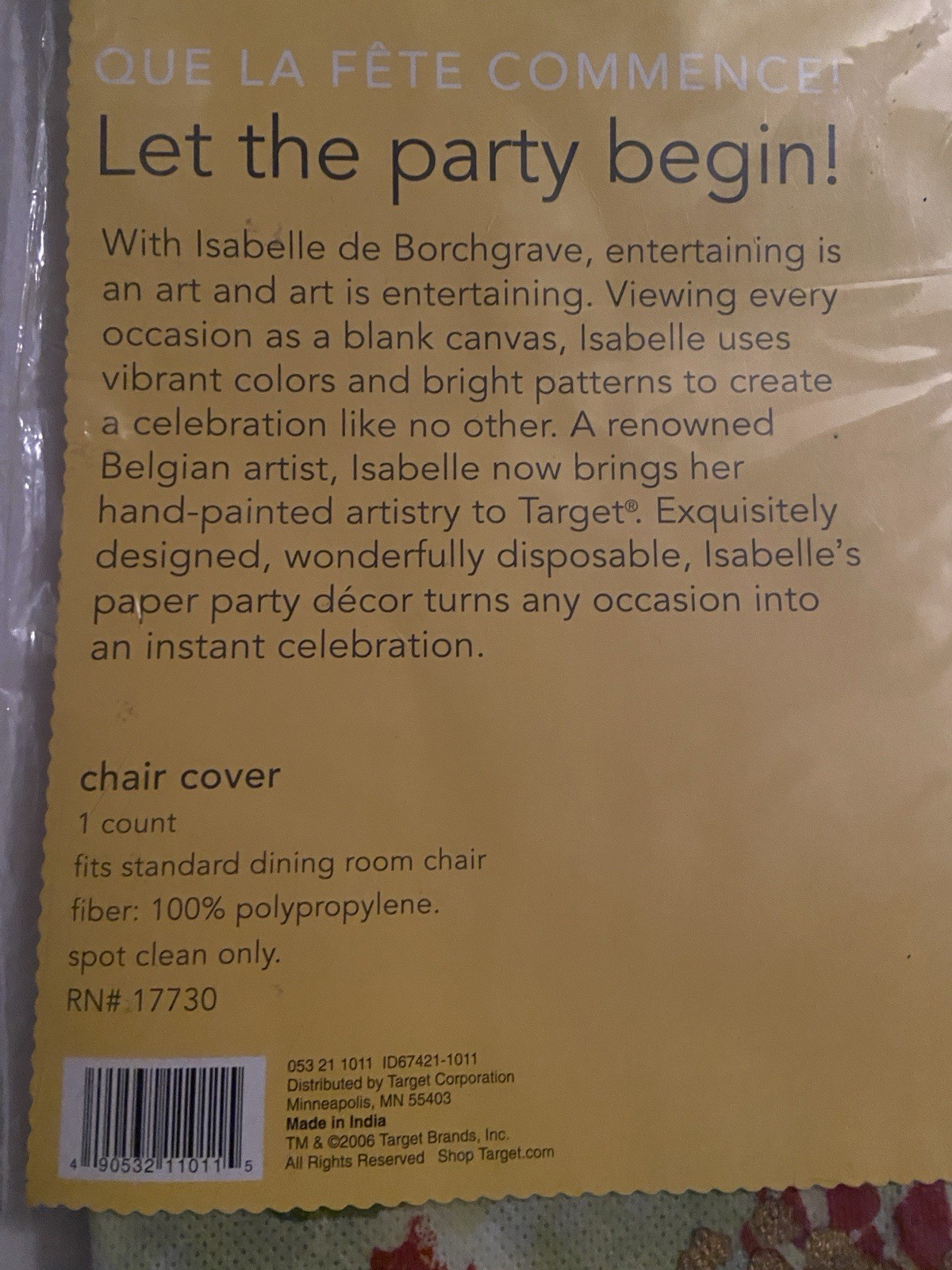 CHAIR COVER Polypropylene Red Gold Flowers, Green