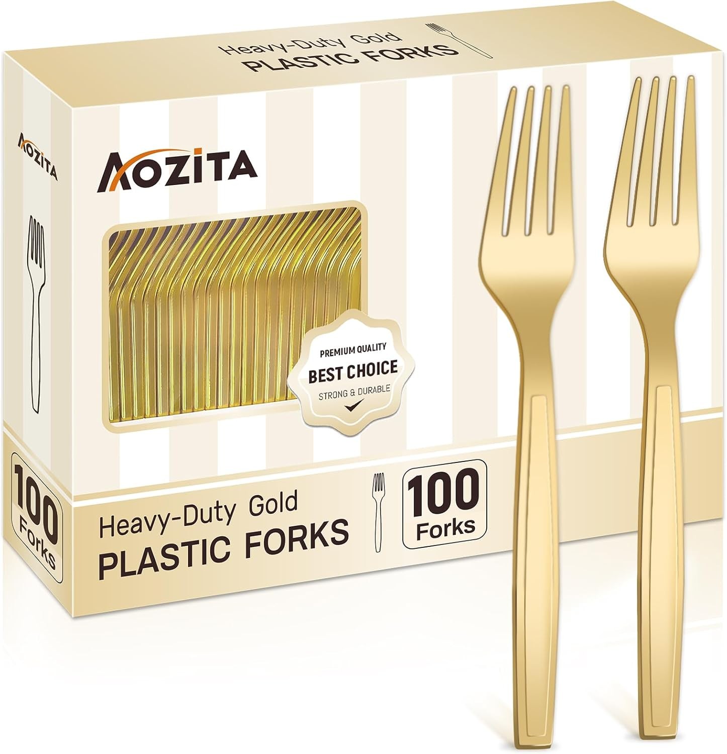 100 Pcs Gold Plastic Forks Disposable Plastic Forks Plastic Utensils Parties