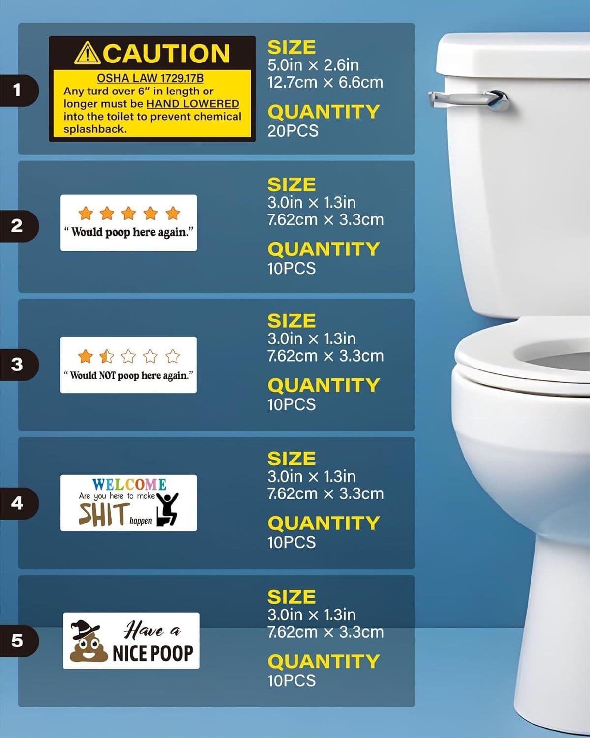 60 PCS Funny Prank Stickers for Porta Potty & Restroom Gags