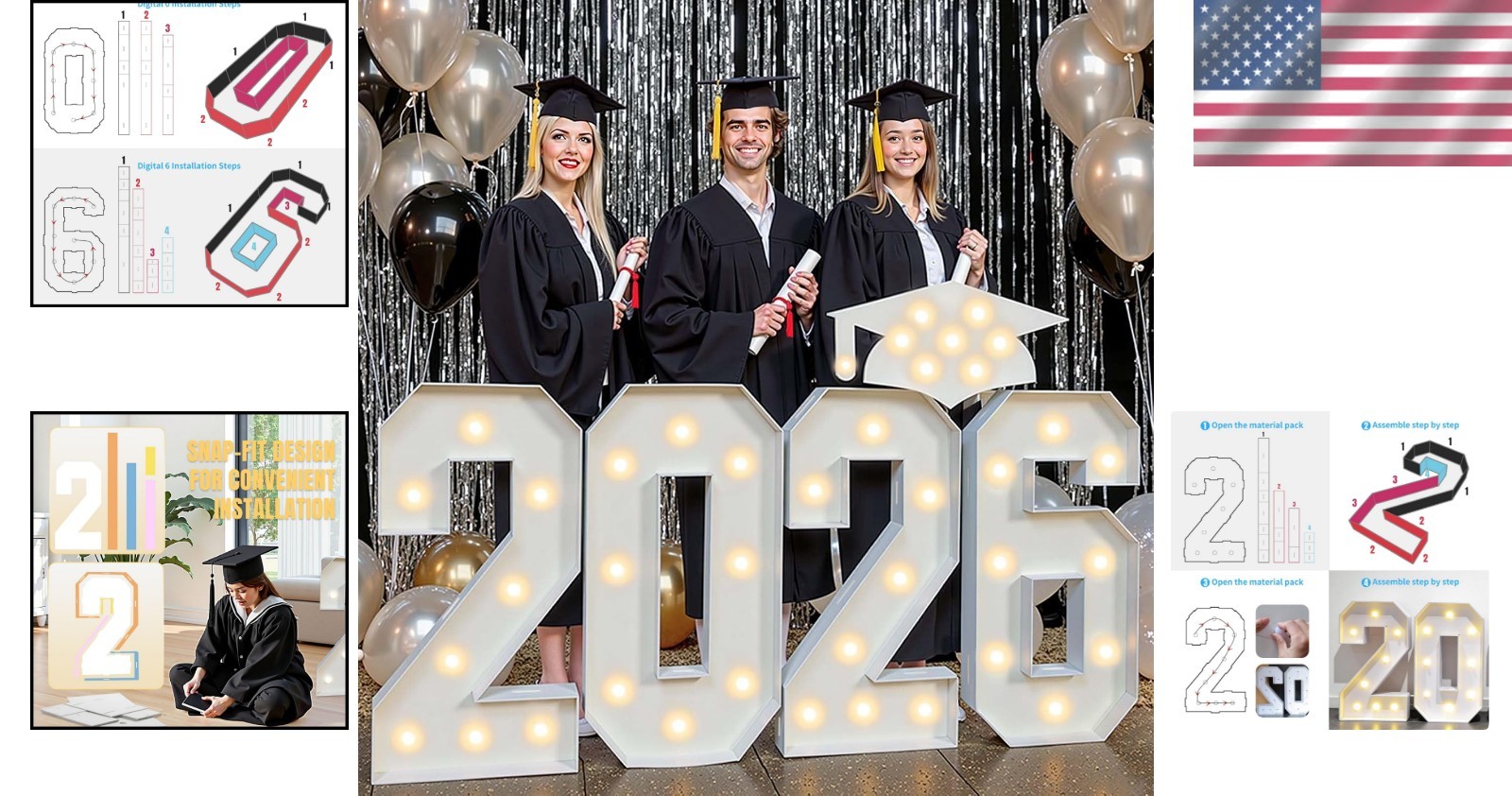 DIY 2.3ft Light Up 2026 Graduation Letters – Perfect for Prom and Ceremonies