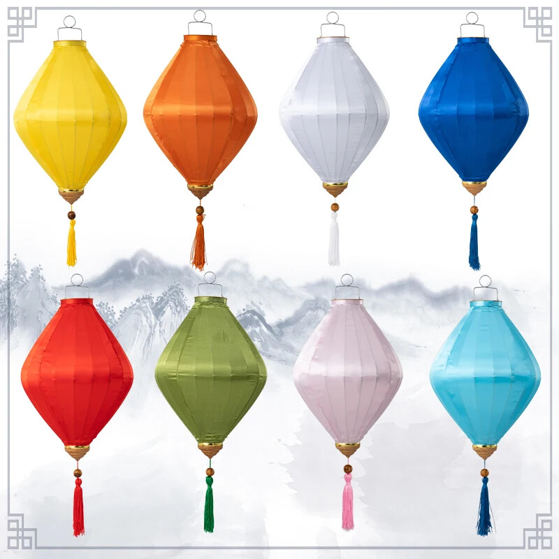 Retro Chinese Hanging Lantern Waterproof Solid Color Festival Party Cloth Decor