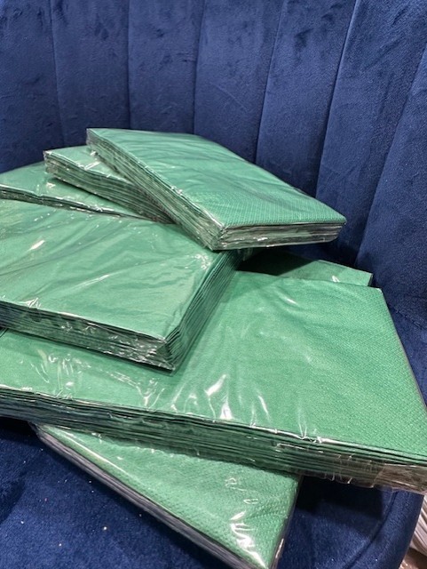 Solid Green Paper Party Napkins 2 PLY 18 Ct (7 Pks) 4×8 126 napkins Total