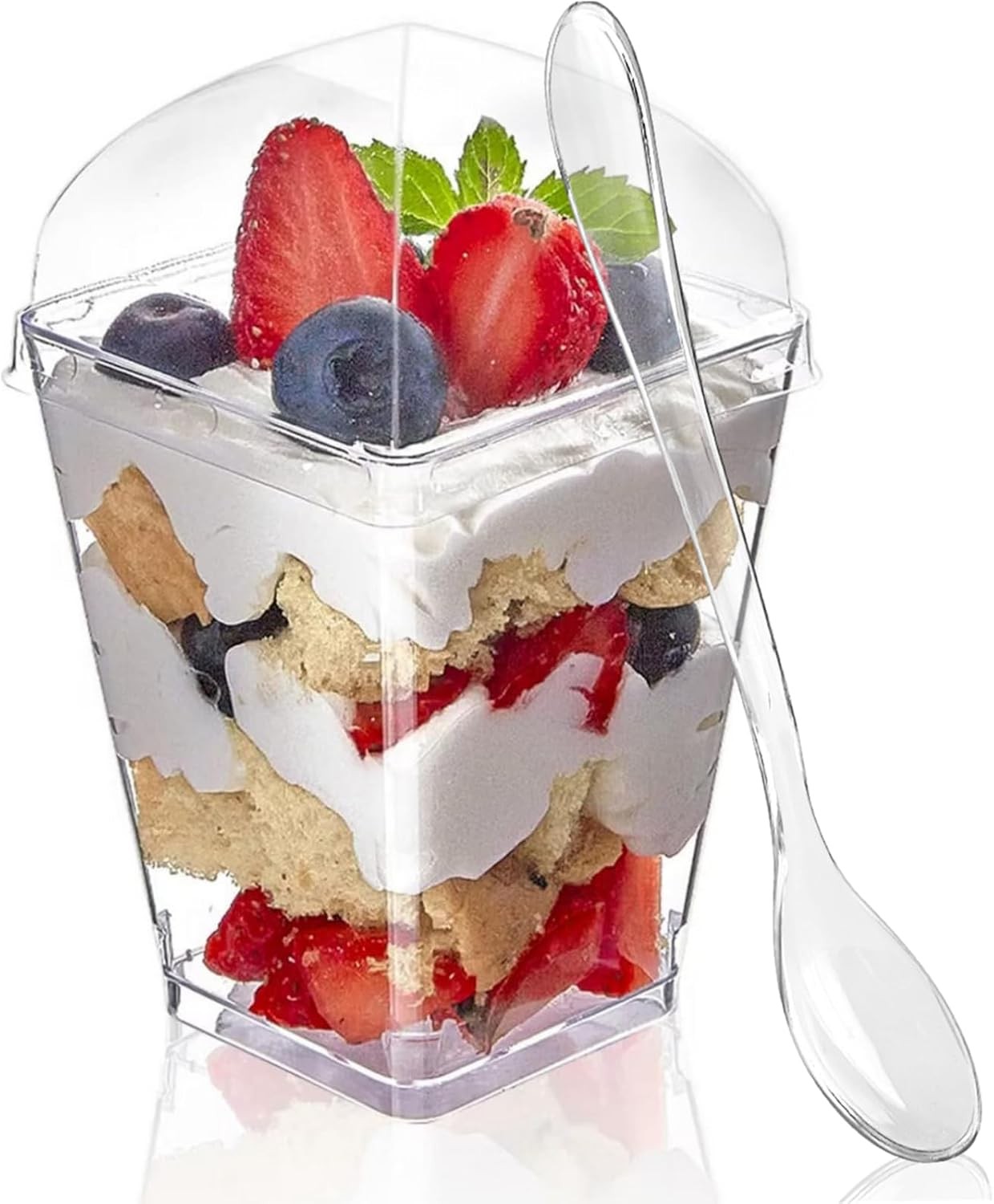 5 oz 75 Pcs Dessert Cups with Dome Lids and Spoons, Plastic Pudding Cups with