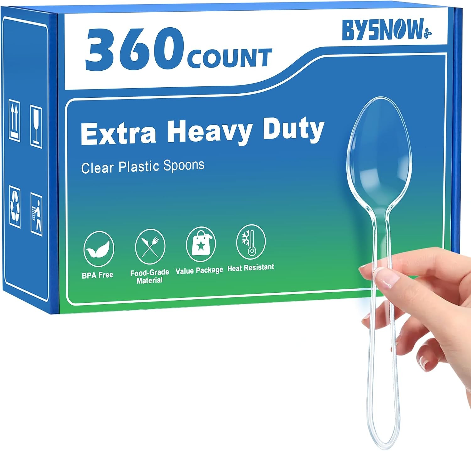 360 Count Extra Heavy Duty Clear Plastic Spoons, Heat Resistant and