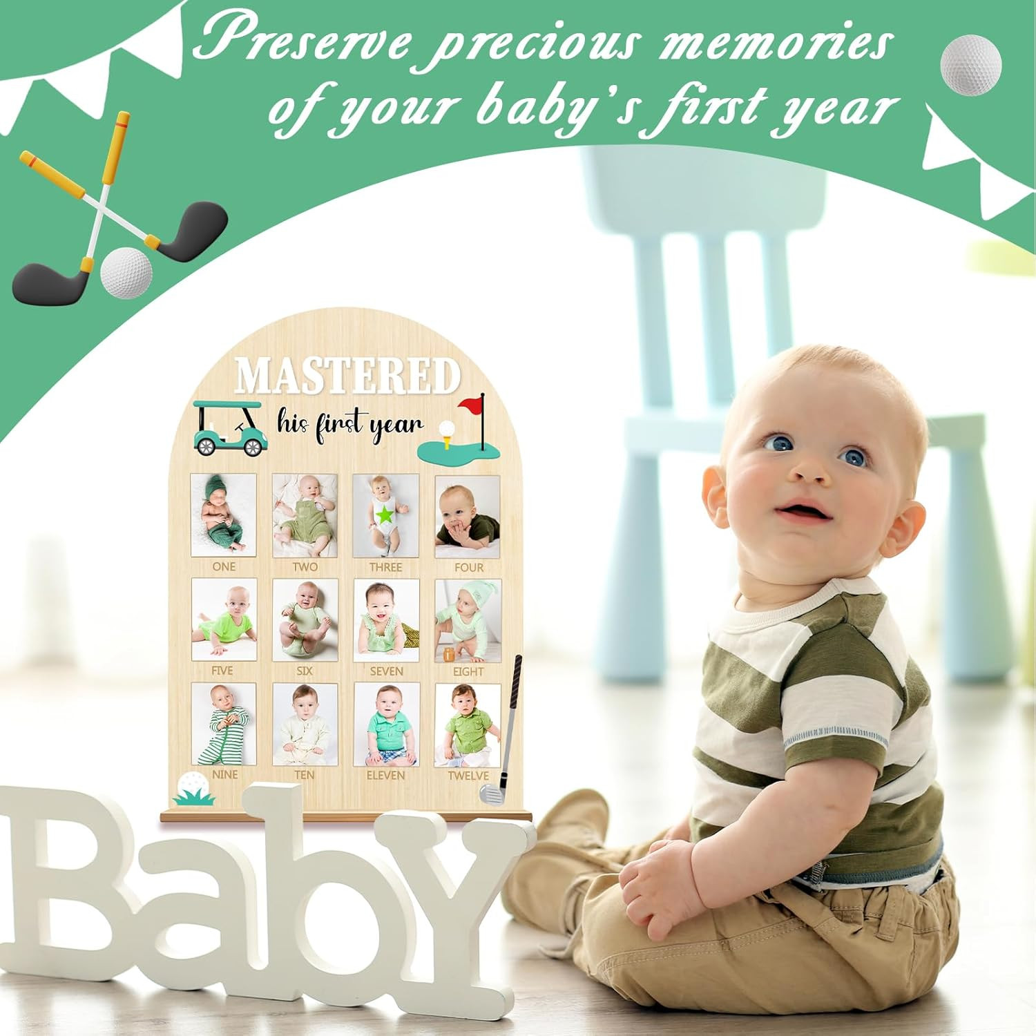First Year Milestone Photo Board for 1st Birthday Celebration and Keepsake