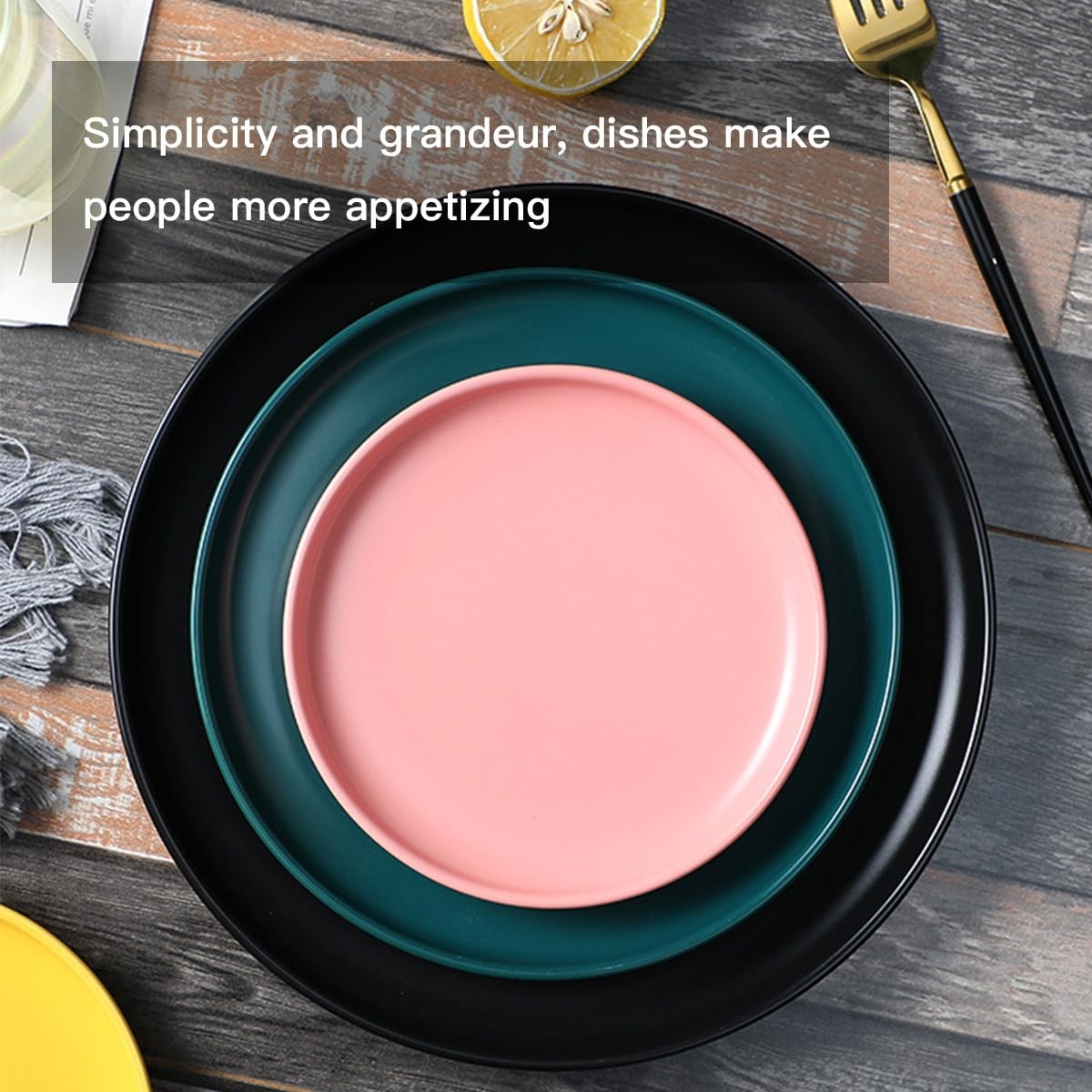 Solid color ceramic plate single, dinner, dessert, salad, bread, party serving,